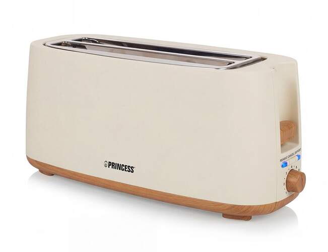 Tostadora Princess 142411 - 2 ranuras largas, 1400 W, 4 rebanadas, Beige