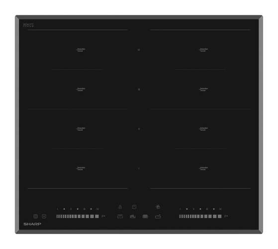 Placa Inducción Sharp KH-6I46CS00-EU - 8 Zonas Flex, 60cm, 9 Niveles, 7200 W, Multi Slider, Negro