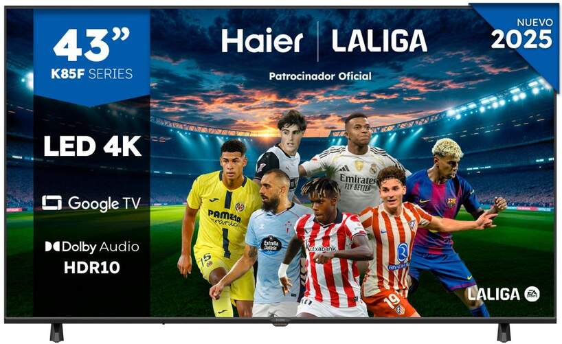 TV Haier 43" LED H43K85FUX - 4K Ultra HD, Google TV, Dolby Digital 20W, HDR10 y HLG