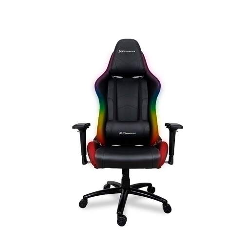 Silla Gaming Phoenix Elite - Iluminación RGB, Reposabrazos 4D, Reclinable, Pistón Clase 4