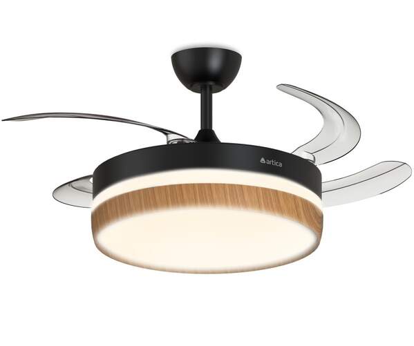 Ventilador techo Artica AVTECHR72NM - Retr&aacute;ctil, 72W, LED, Mando, Temporizador, Negro Madera