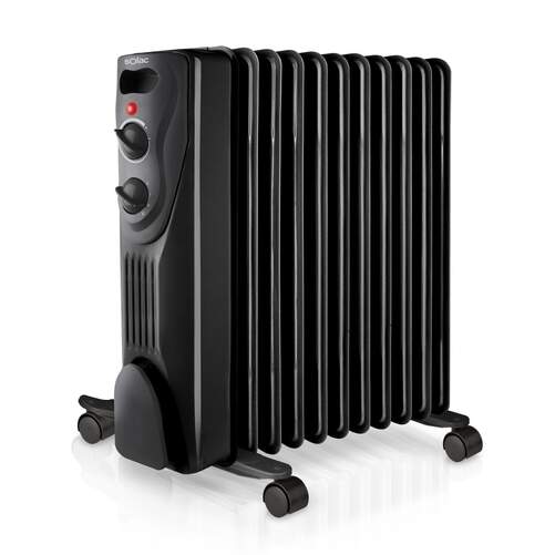 Radiador Aceite Solac RA810 - 2300W, 3 potencias, 11 elementos, Termostato regulable, Negro