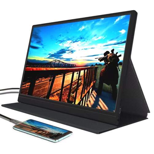 Monitor 15,6" Denver PMO-15601 - Full HD, Portable, Funda negra con soporte magnético, 2 W