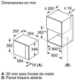 MICR. BALAY 3CG4172X2 20L INTEGRABLE INOX GRILL