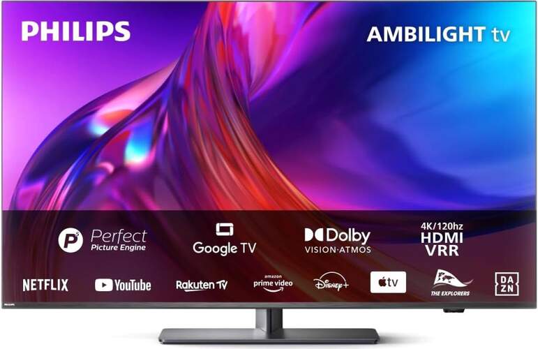 TV 50" Philips 50PUS8818/12 - 4K 120Hz, Google TV, Ambilight, P5 Engine, Dolby Vision/Atmos 40W