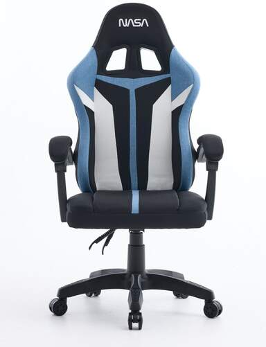Silla Gaming Nasa Saturn Pro Negro/azul - Ajustable en altura y reposabrazos, espuma alta densidad