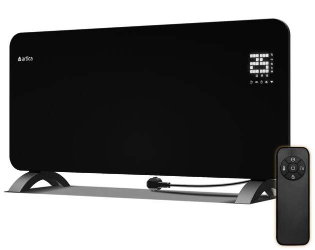 Placa radiante Artica APRCRIS2000 - 2000 W, LED display, Temporizador, Termostato, Cristal, Negro