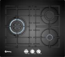 Placa Gas Balay 3ETG563HB - 3 Fuegos, Gas butano, AutoEncendido, Seguridad GasStop, Cristal negro