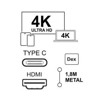 CABLE SILVER HT LOGAN 4  CONNECT USB C A HDMI