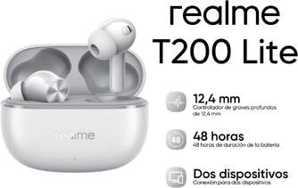 AURICULARES REALME BUDS T200 LITE GREY