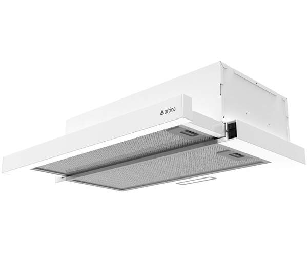 Campana Telescópica Artica ASLIDE60BB - 60 cm, 400 m3/h, Luz LED, 2 Velocidades, Clase B, Blanca