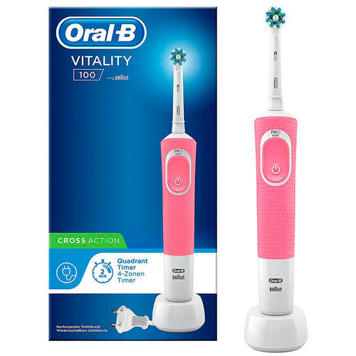 Cepillo dental Oral-B D100 Vitality Cross Action Rosa - Recambio, Temporizador