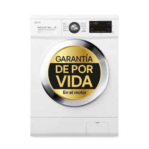 Lavasecadora LG F4J3TM5WD - Tapa extraíble, Clase E, 8/5kg, 1400 rpm, Función Vapor, Blanco