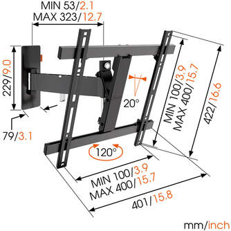 SOPORTE TV VOGEL%%%#39;S WALL 2225 NEGRO 32%%%quot;-55%%%quot; 20 KG