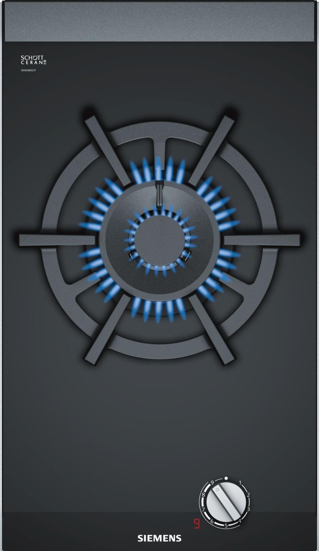Placa Gas Natural Siemens ER3A6AD70 - 1 Fuego Wok, 30cm