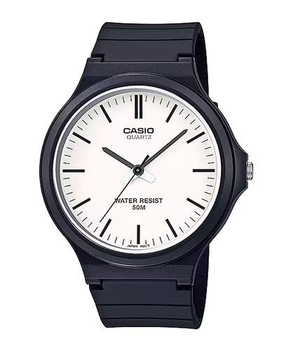 Reloj Casio Collection MW-240-7EVEF - Cl&aacute;sico vintage, sumergible a 50m, azul, esfera blanca
