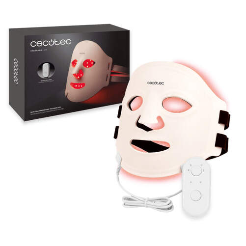 M&aacute;scara Facial Cecotec Car Lum - Silicona m&eacute;dica, 360 puntos de luz LED, 9 colores