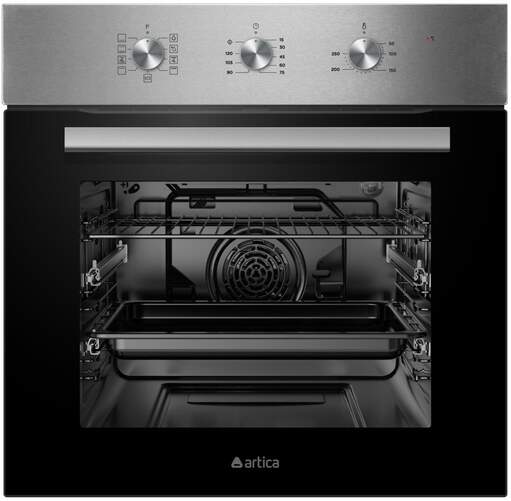 Horno Multifunci&oacute;n Artica AHB7004X - Clase A, 70 L, 3000 W, Gu&iacute;a Telesc&oacute;pica, Negro, Inox