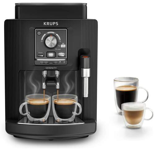 Cafetera Superautom&aacute;tica Krups EA4008 Serenity - 1450 W, 260 g capacidad caf&eacute;, 4 programas, Negro