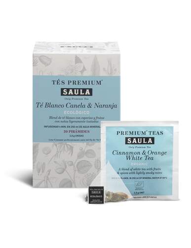 Estuche Saula Té Blanco Naranja y Canela - 20 Unidades, Ecológico