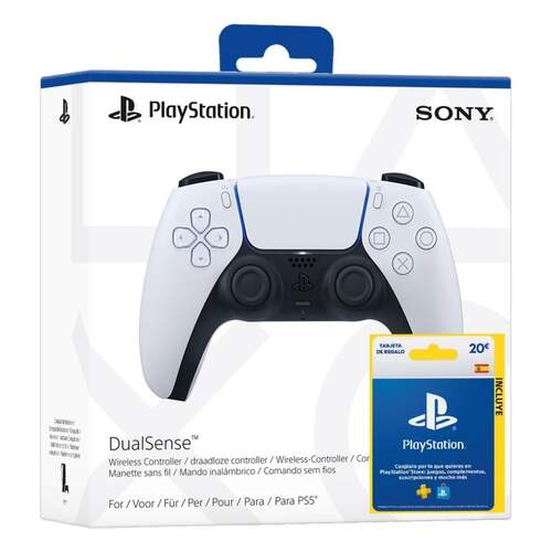Mando PS5 Sony Dualsense White V2 + Tarjeta de regalo 20 € para PlayStation Store