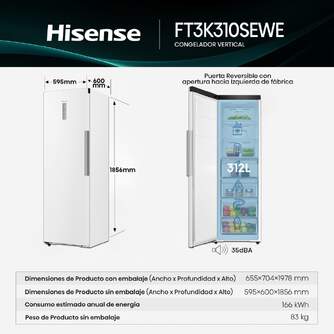 CONG.VER HISENSE FT3K310SEWE 186x60 NF 312L KFIT