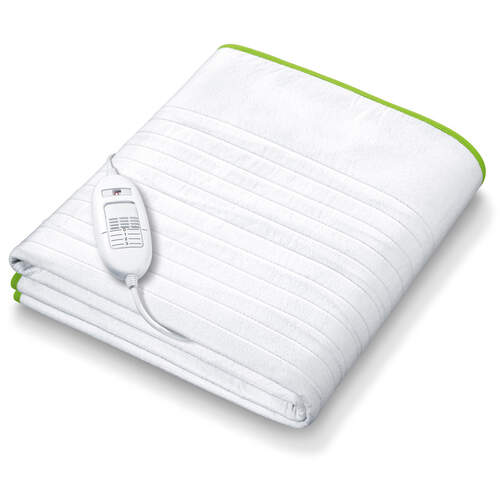 Calientacamas Eléctrico Beurer - 60 W, 85x150 cm, 3 Niveles, Blanco, Verde