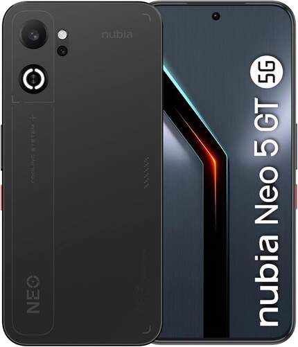 ZTE nubia Neo 5 GT 5G 12/256 Black - 6,8", Ventilador enfriamiento, pantalla gaming 550Hz, 6210 mAh