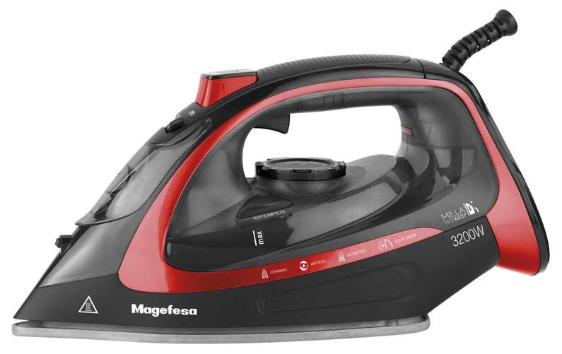 Plancha Megafesa MGF6227 - 3200 W, 238x122 mm, 300 ml, Cerámico, Negro, Rojo
