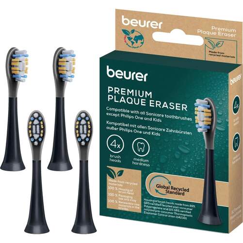 Recambio 4 cabezales Beurer Premium - Eliminador de placa, compatible con Philips Sonicare