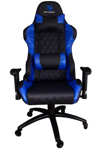 Silla Gaming Deep Gaming Command II Negra/Azul - Tejido polipiel PU, reposabrazos 2D, reclinable