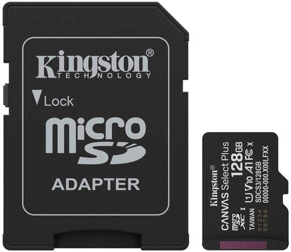 Tarjeta Micro SD Kingston Canvas 128 GB - Incluye adaptador SD a MicroSD