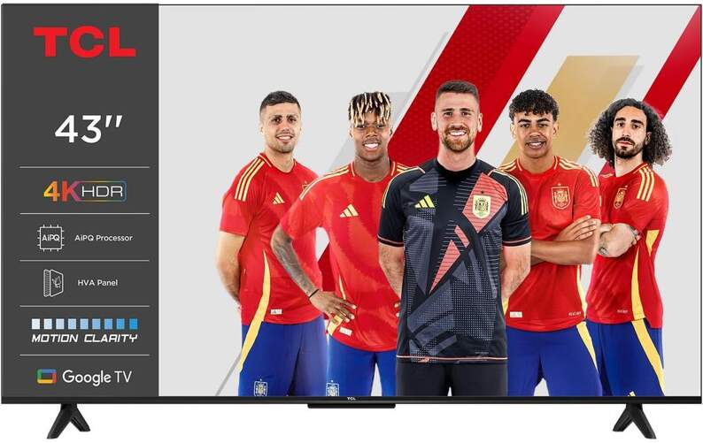 TV TCL 43" 43P6K - 4K Ultra HD, Google TV 12.0, Dolby Audio 20 W, HDR10, HLG