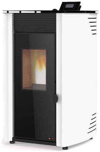 Estufa a pellet Red Pod First - 8 kW, eficiencia del 95%, blanco