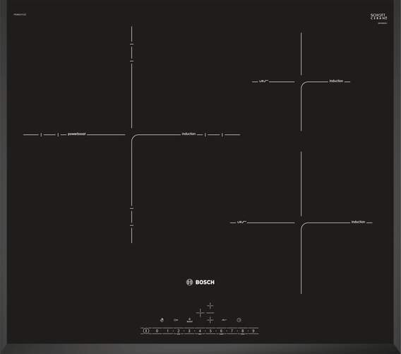 Placa inducción Bosch PID651FC1E - 60cm, 3 Zonas (1 Gigante 32cm), Función Sprint, 17 Potencias