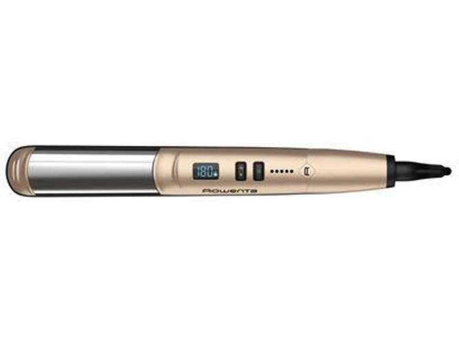 Plancha Pelo Rowenta SF4641  Glam&Shine - 2 en 1, Hasta 210º C, Negro, Oro