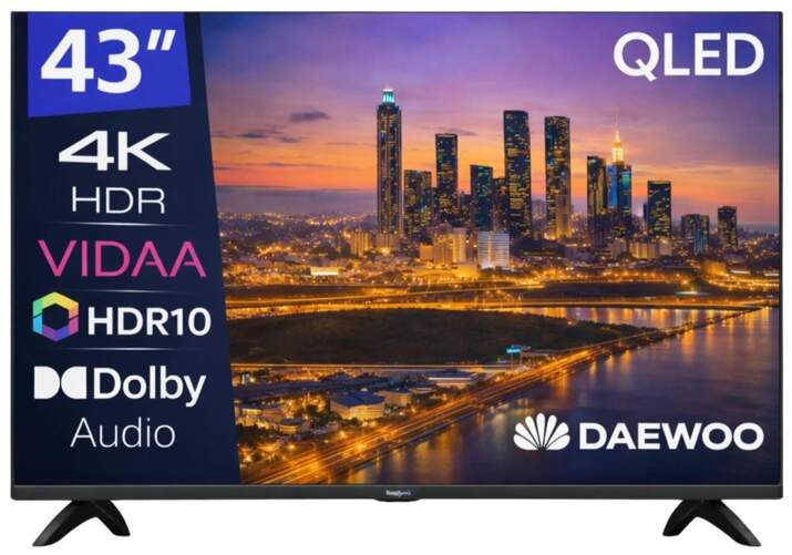 TV Daewoo 40" QLED 43VB56QV - 4K Ultra HD, Smart TV VIDAA, Dolby Audio 20W, HDR10