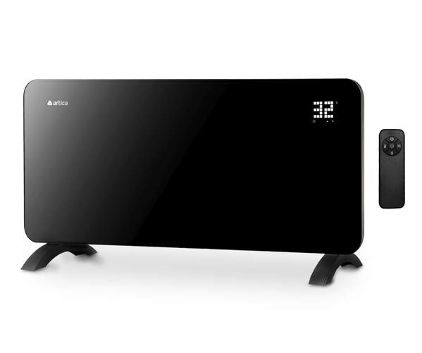 Placa radiante Artica APRCRIS1500 - 1500 W, LED display, Temporizador, Termostato, Cristal, Negro