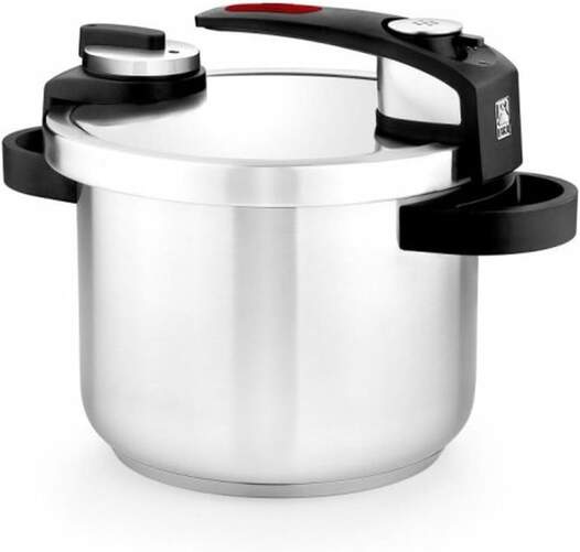 Olla Presión Bra Tekna - 6L, Abrefácil, color plata, apto para lavavajillas