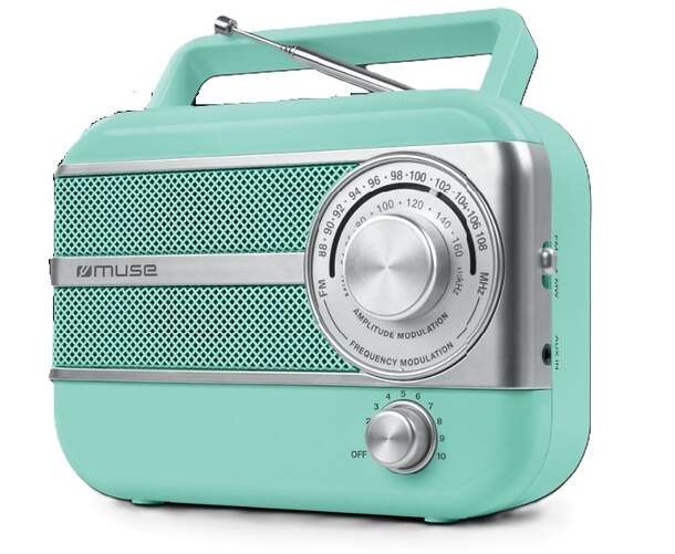 Radio portátil Muse M056AG - Diseño vintage, verde, radio AM/FM
