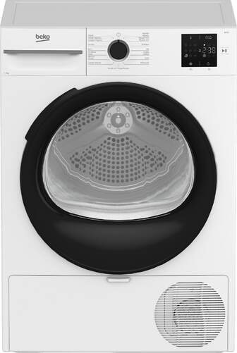 Secadora Bomba de Calor Beko BM3T38230WB - 8 kg, 15 Programas, Clase D, Blanco