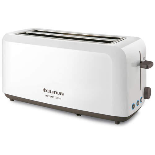 Tostador Taurus MyToast Duplo - 1450W, 2 Ranuras largas, 5 Ajustes, Blanco