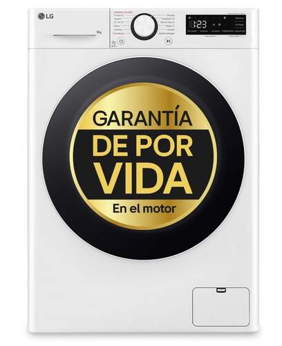 Lavadora LG F4WR6009A0W - 9kg, 1400 rpm, Clase A-10%, TurboWash360, Vapor, 12 Programas, Blanco