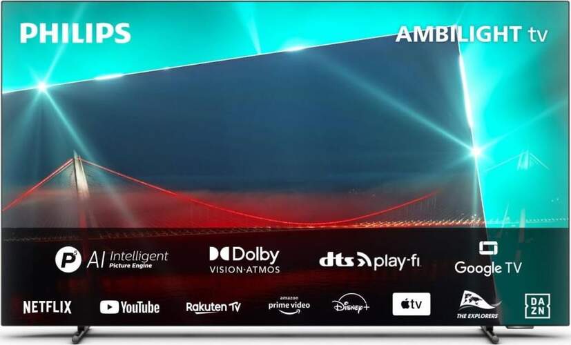 TV 65" Philips 65OLED718/12 - 4K 120Hz, Google TV, Ambilight, Dolby Vision/Atmos 40W, DTS Play-Fi