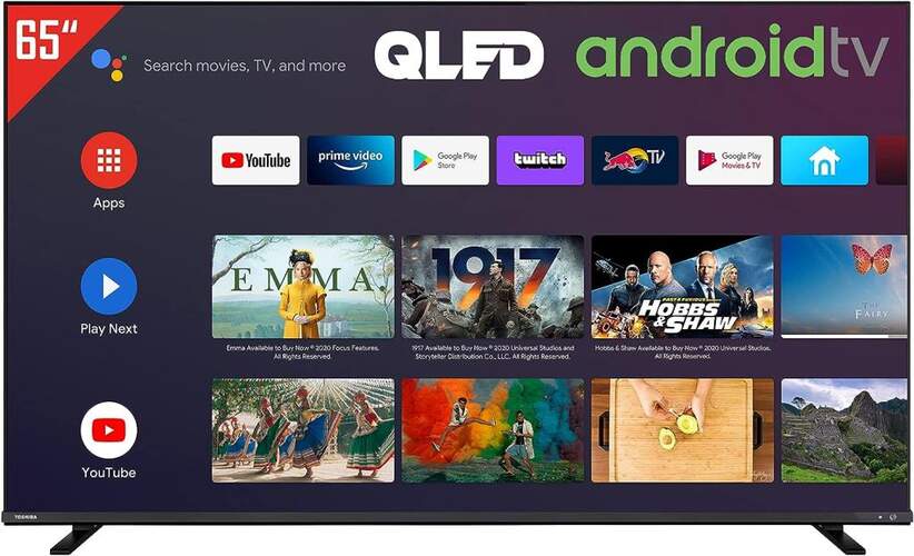 TV Qled Toshiba 65" 65QA4C63DG - 4K UHD, Android TV, Dolby Vision, HDR, Google Assistant, 3 HDMI