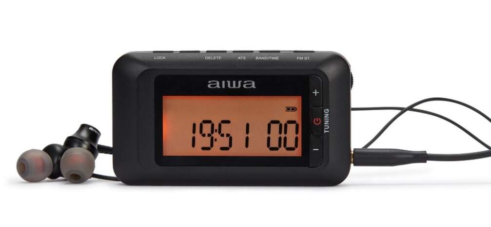 Radio portátil AIWA RD-10 digital negro - Pantalla LED, radio AM/FM, reloj, temporizador