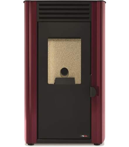 Estufa a pellet Red Pod First - 8 kW, 95% de eficiencia, burdeos