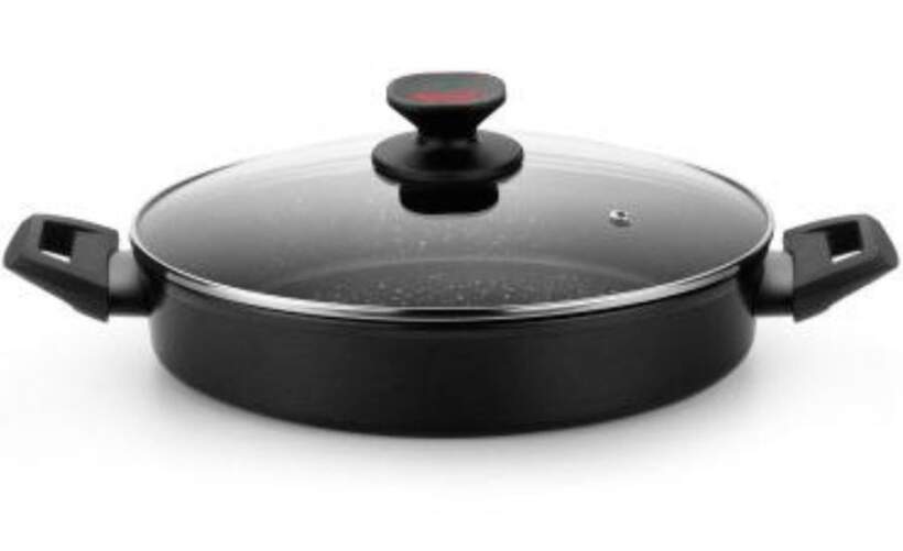 Cacerola baja Monix Titan Rock - 24 cm, Negro
