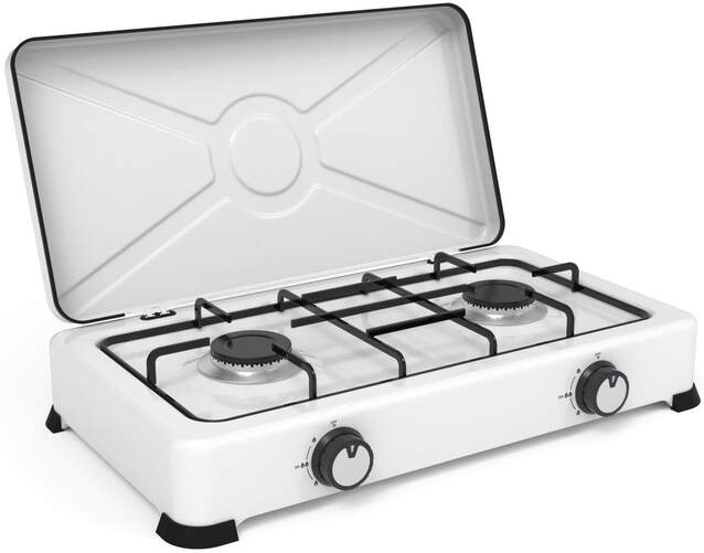 Hornillo Universal Blue 7008 - 2 fuegos,2200 W, Con Tapa, Blanco