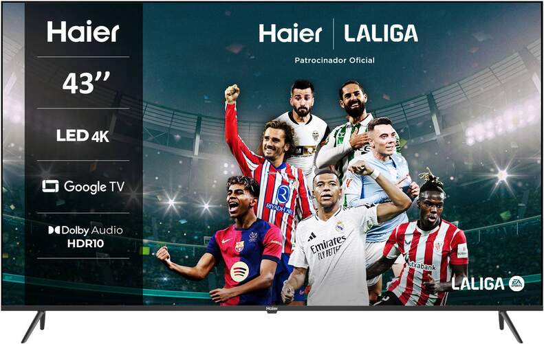 TV Haier 43" H43K800UX - 4K Ultra HD, Google TV, Bluetooth, Dolby Audio, 20 W